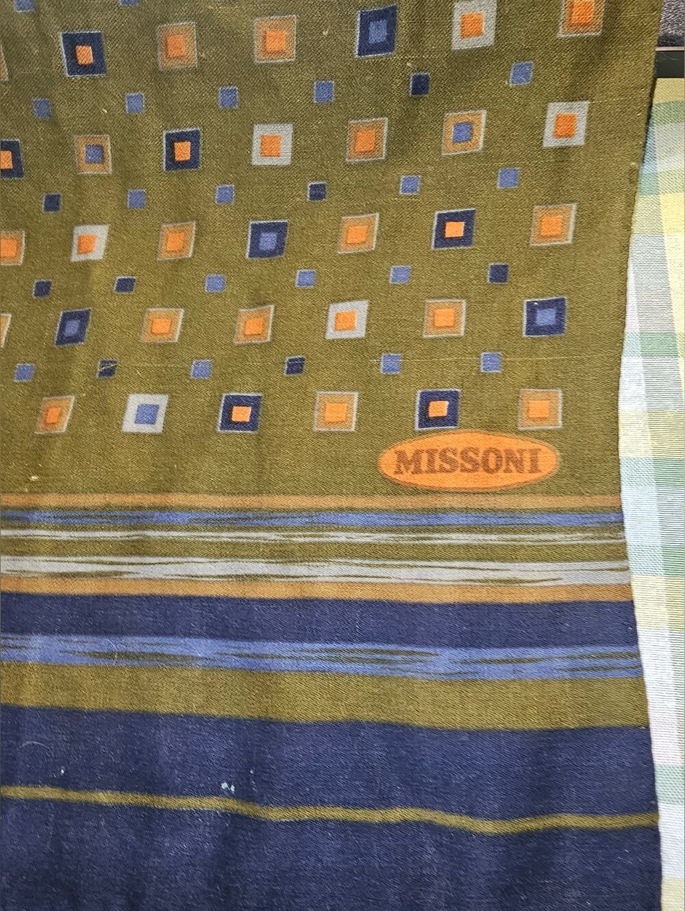 Missoni Women Shawl Muffler Virgin Wool Multicolor Geometric Pattern Orange Tag - Picture 12 of 12